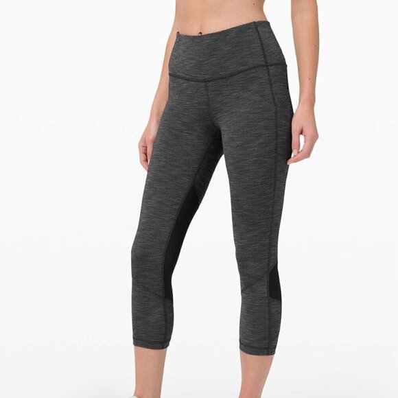 Lululemon Pace Rival Mid-Rise Crop 22” - 6 Heathered Black / Black - Picture 1 of 6